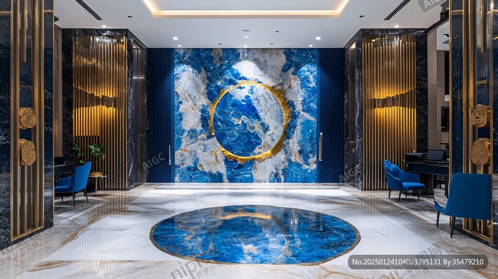 蓝色大理石迎宾区