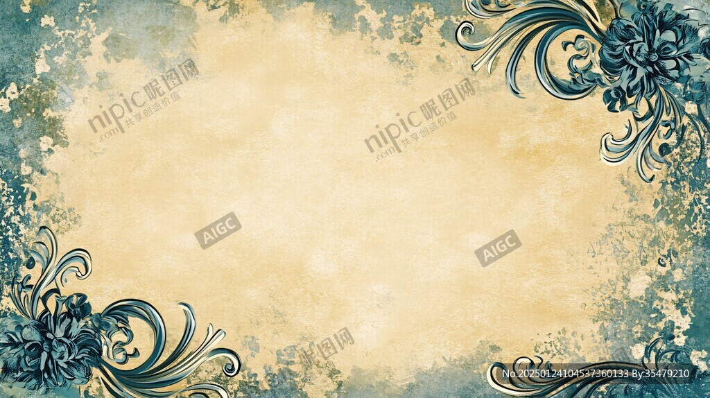 蓝金色花纹