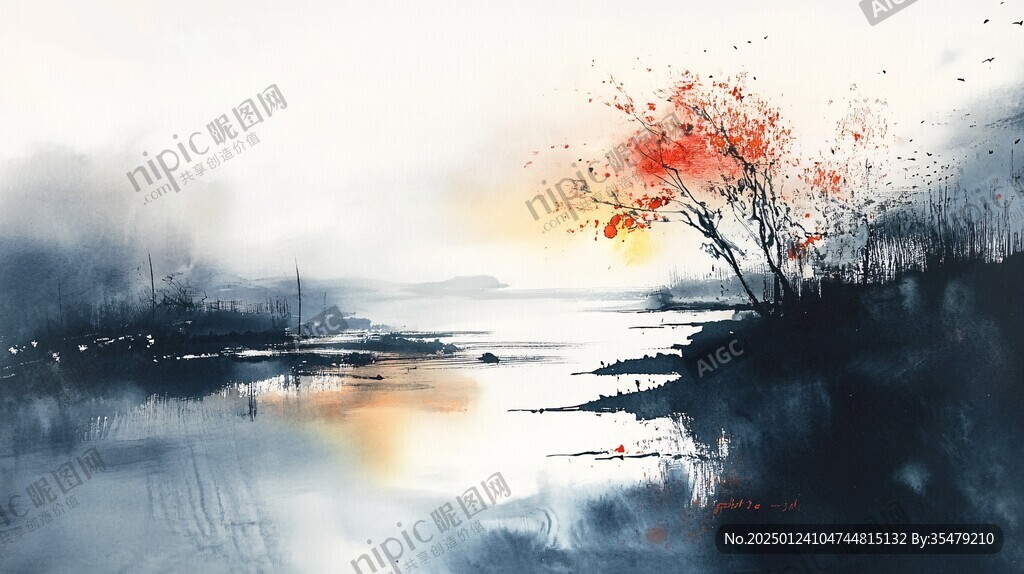 泼墨重彩风景画
