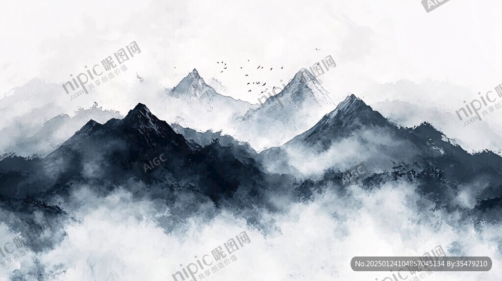 水墨山水彩山
