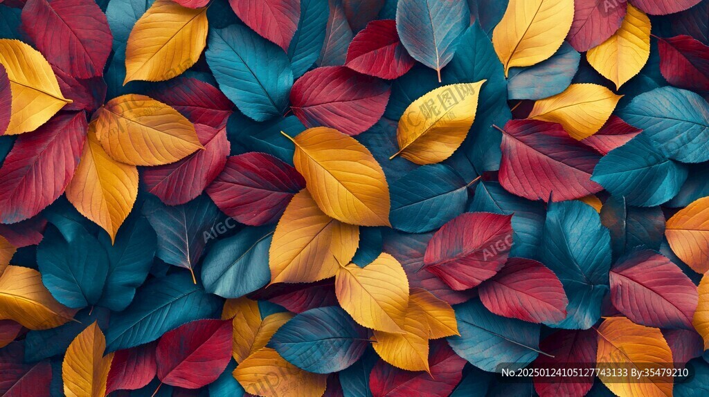 五彩树叶背景实拍