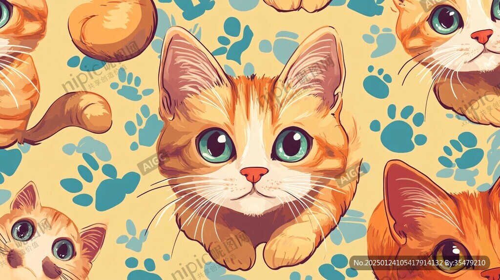 卡通猫咪背景