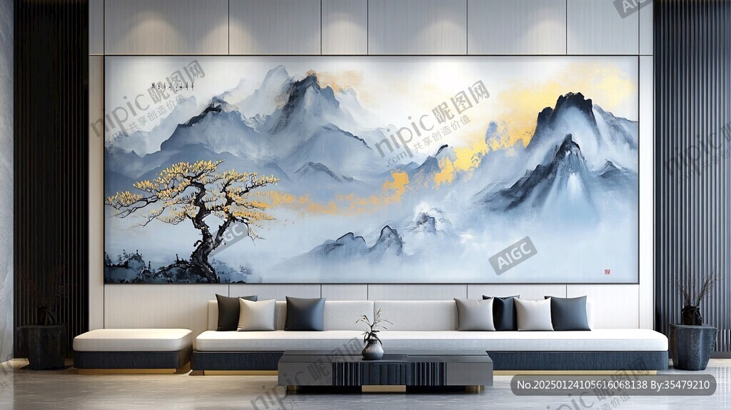 金线山脉客厅背景