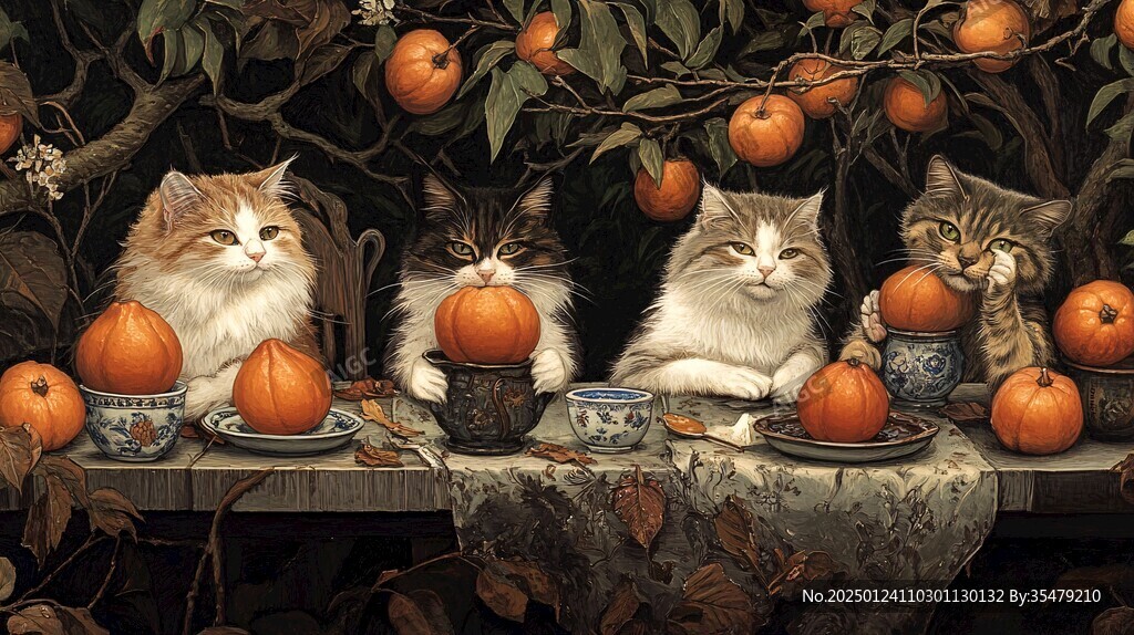 多只猫插画