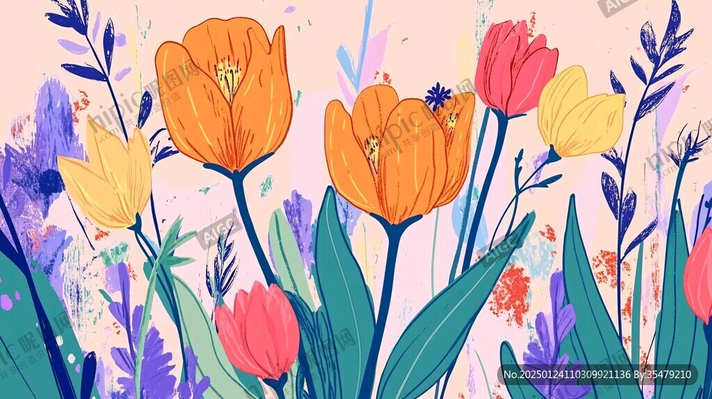 郁金香插画插图