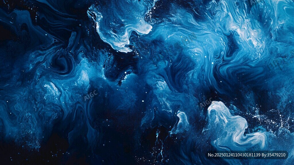 蓝色流体创意抽象画