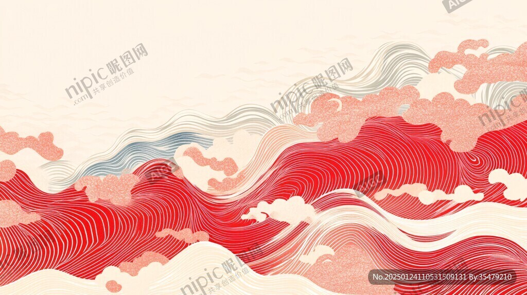 中式图案云纹浪花