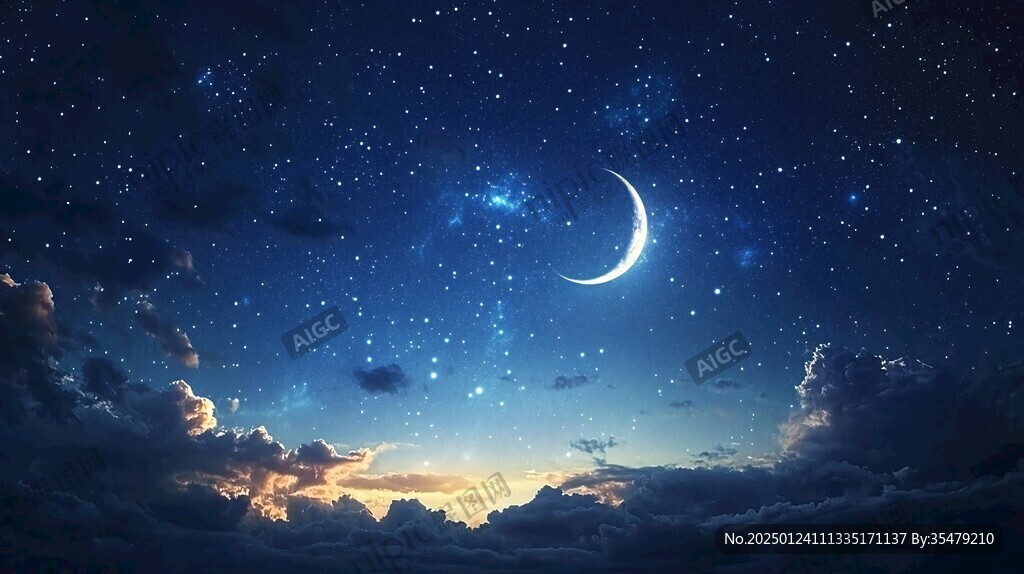 夜晚云彩星星