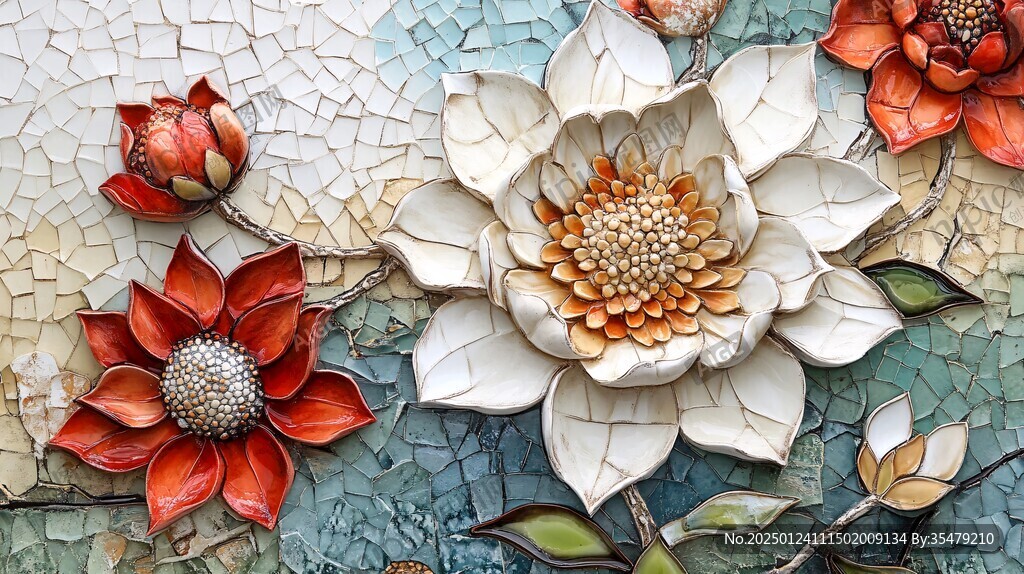 3d浮雕缤纷花卉