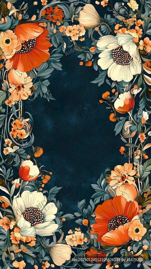 深色底花稿