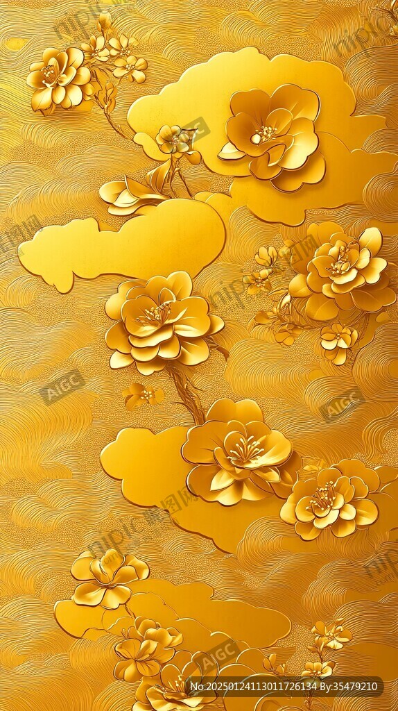 金色云纹浮雕