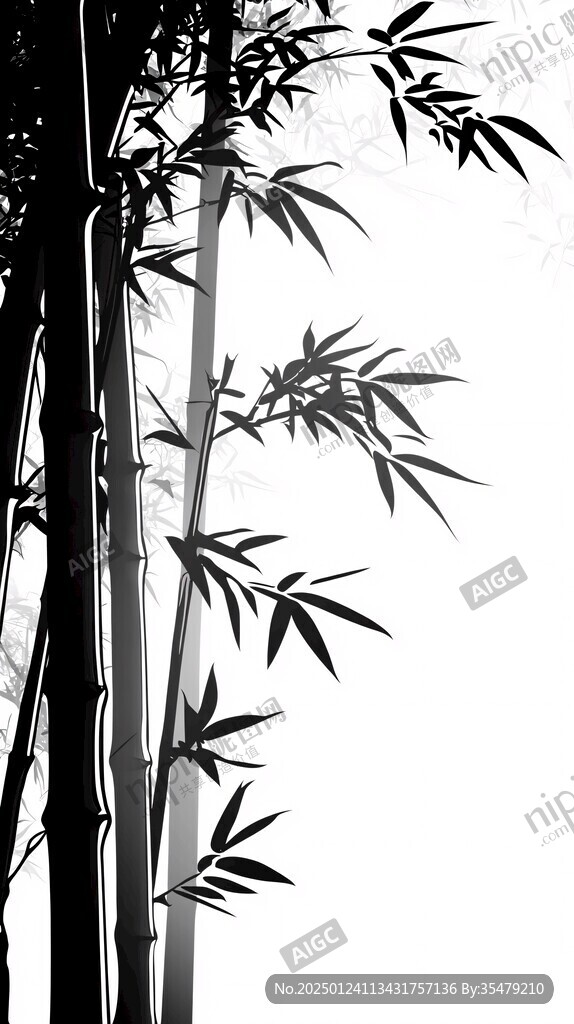 黑白竹影