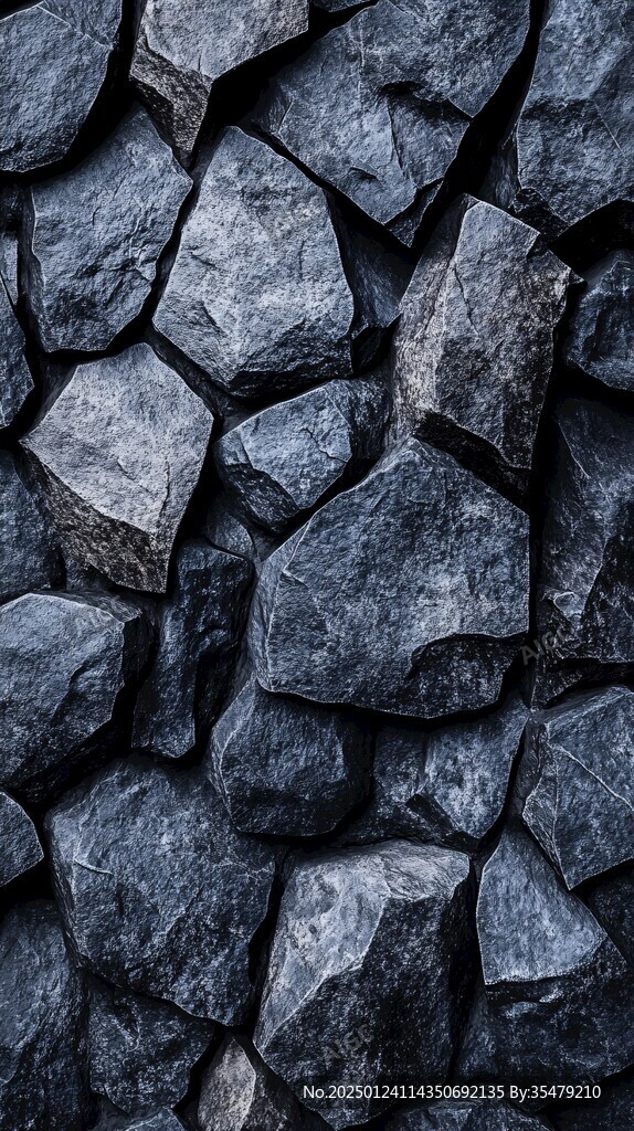 深蓝色拼接石片墙