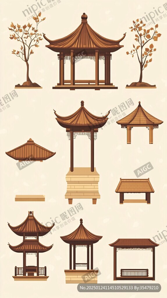 爱晚亭城市插画素材