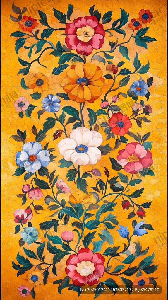 彩绣花卉纹