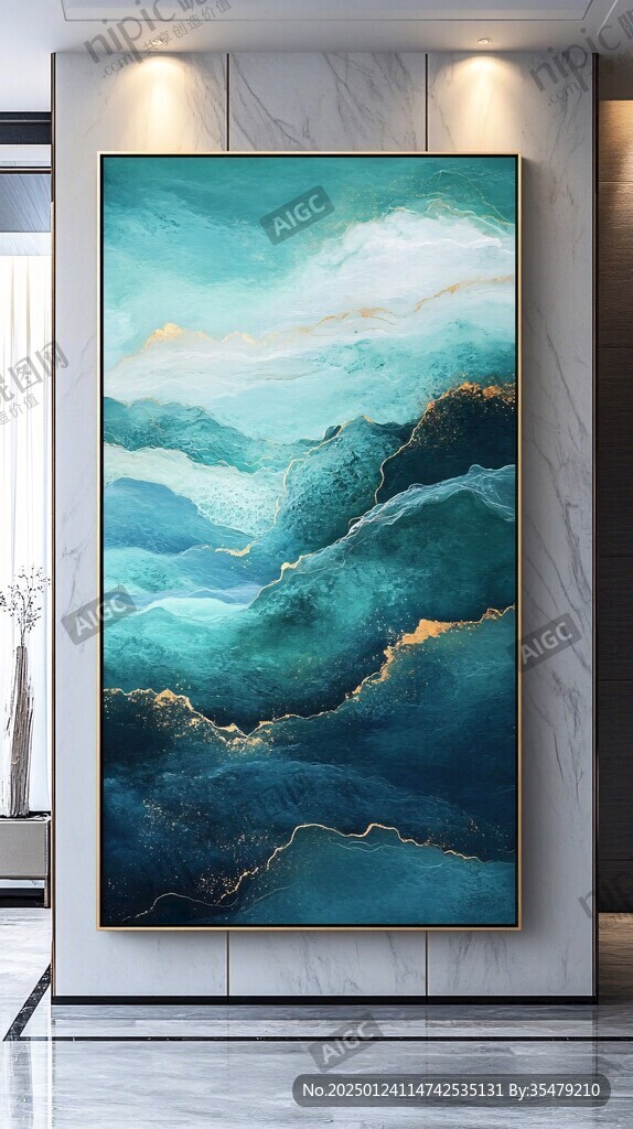 客厅挂画蓝色渐变