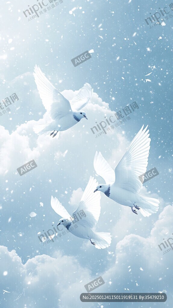白鸽雪景