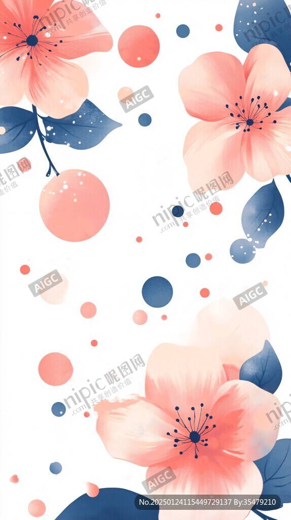 桃花蓝底图