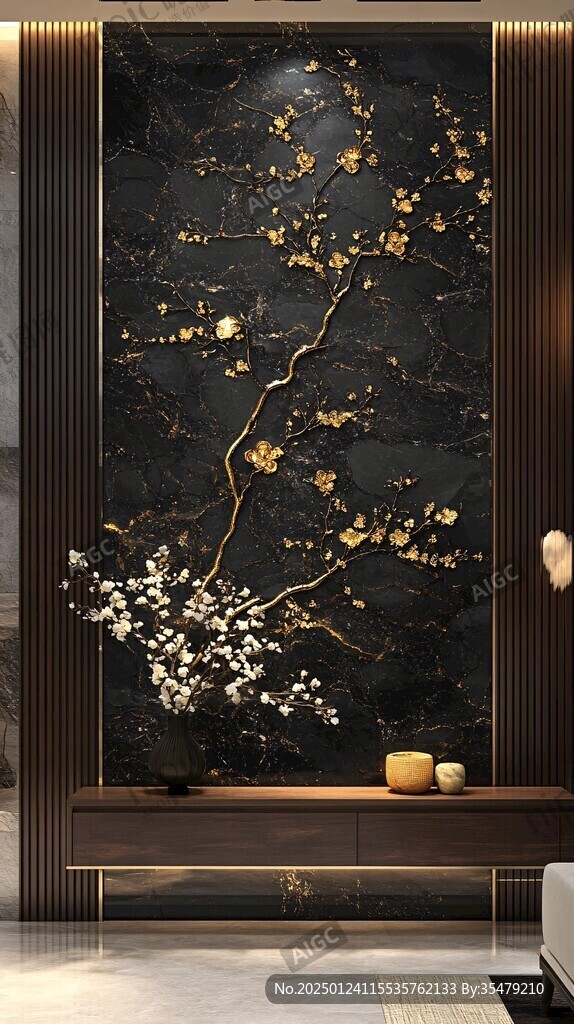 轻奢金线花鸟图