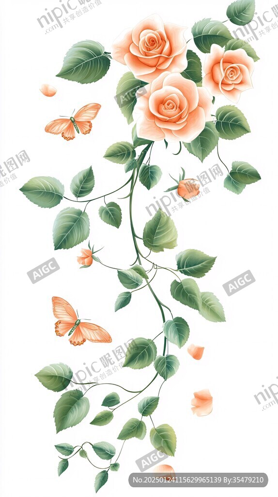 手绘玫瑰花插画