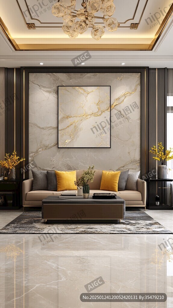 极简金箔石根线条对拼