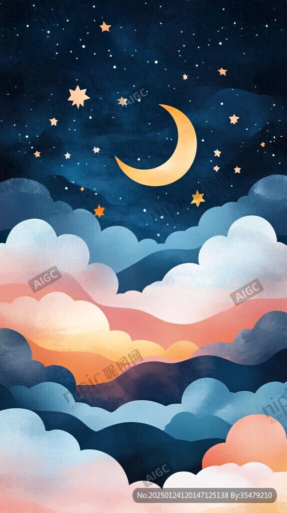 夜晚云彩星星