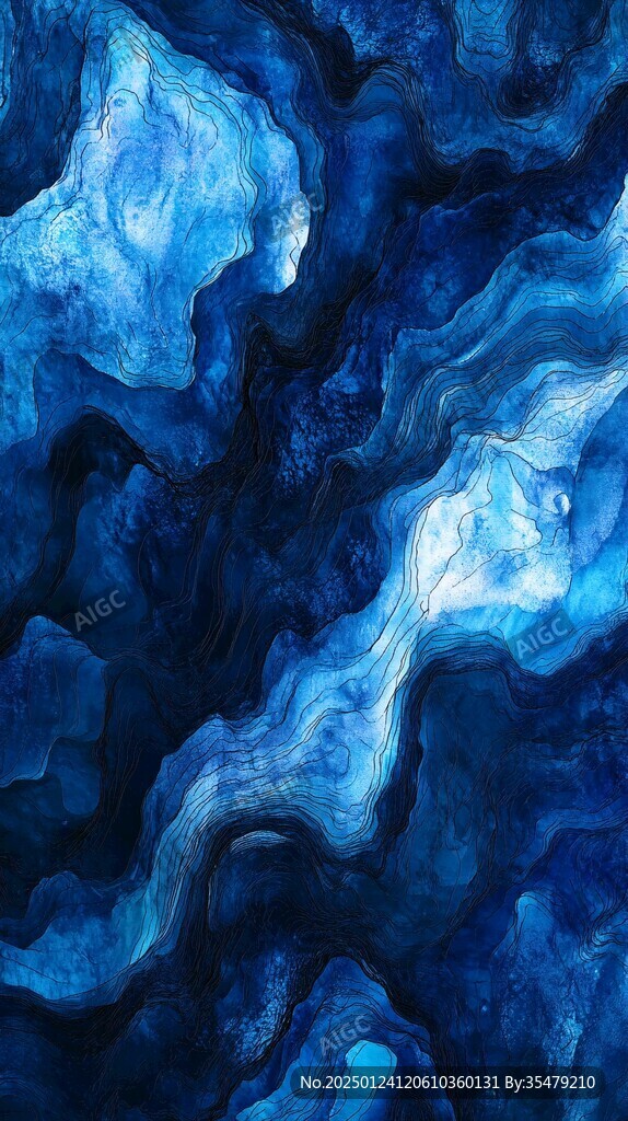 蓝色流体创意抽象画