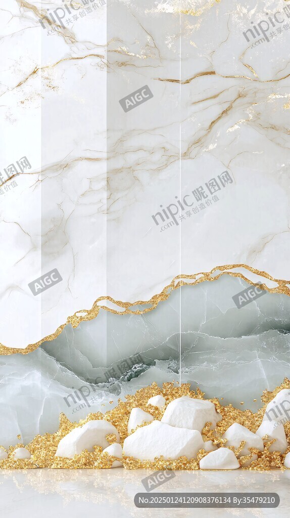极简金箔石根线条对拼