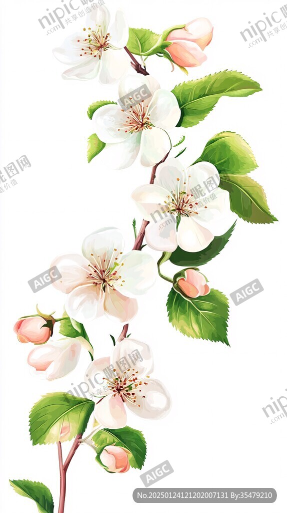 手绘苹果花桃花杏花