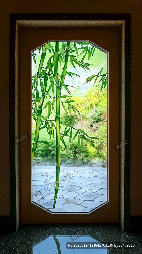 窗外竹景茂密竹林