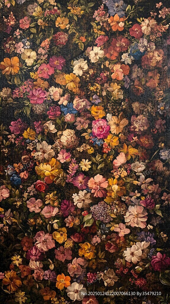 古风油画质感花卉