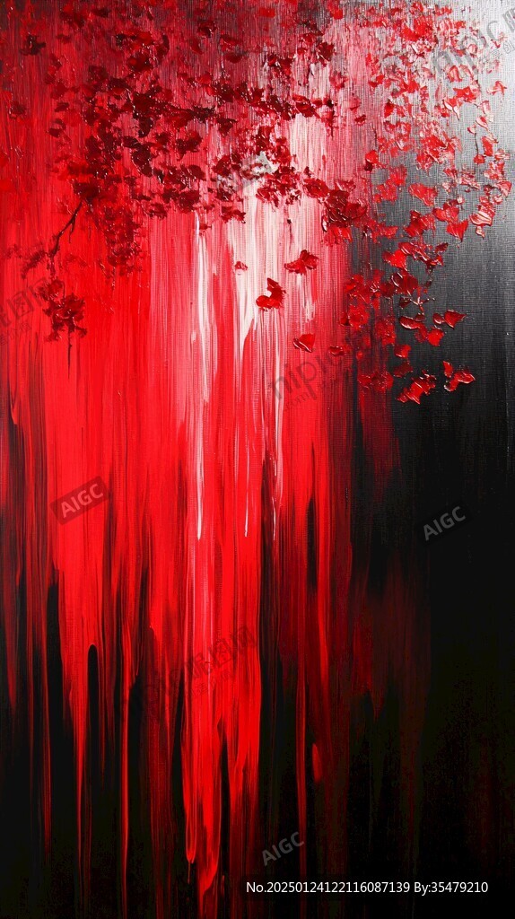 动感线条红黑色抽象画
