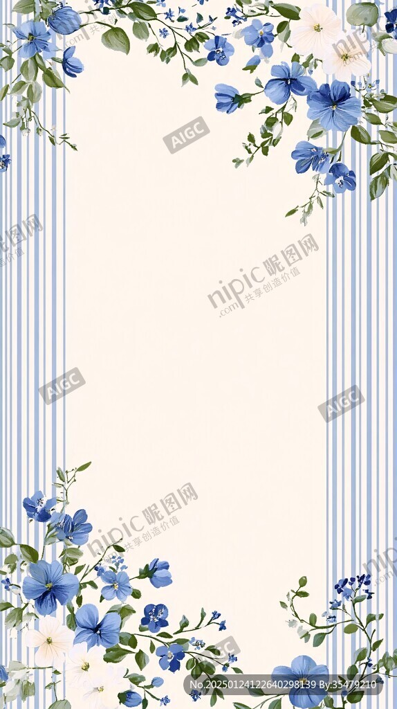 蓝色牵牛花边框