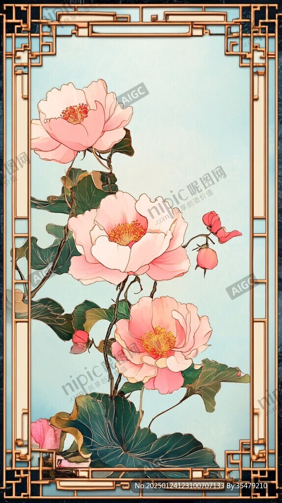花开富贵屏风