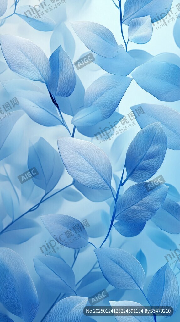 蓝色树叶底纹