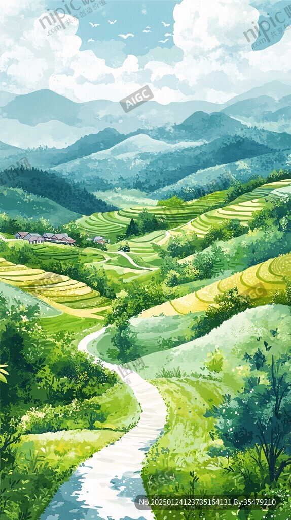 乡村田园插画