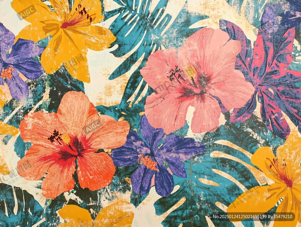 杨桃印花热带花卉
