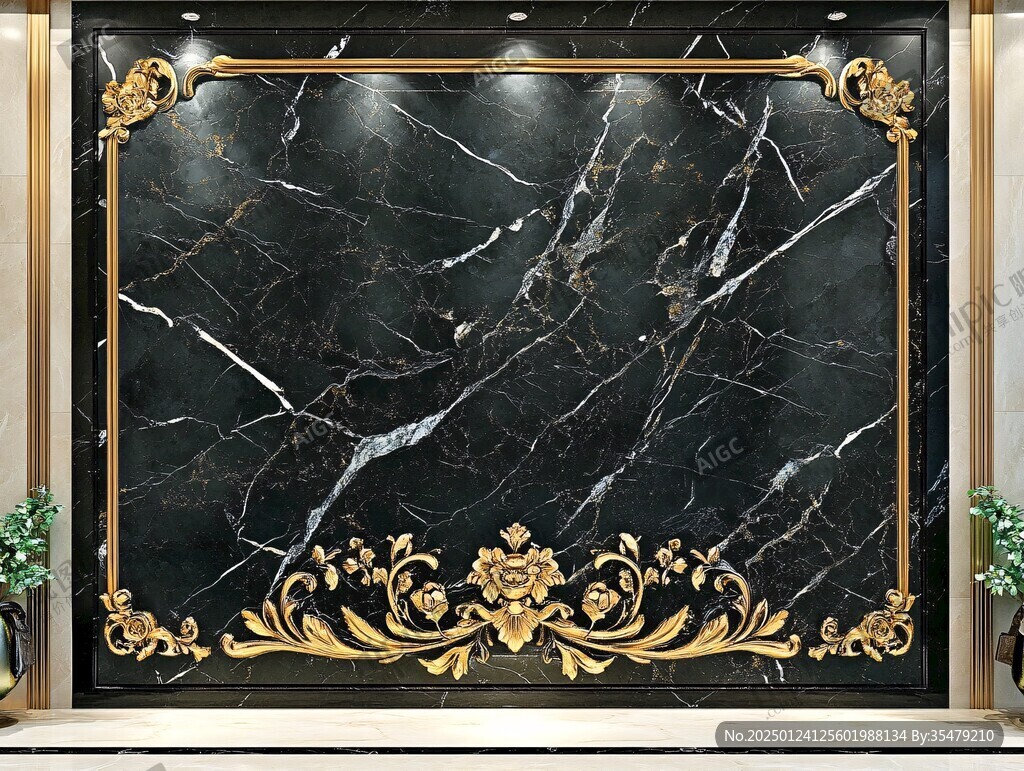 黑金高档大理石背景墙