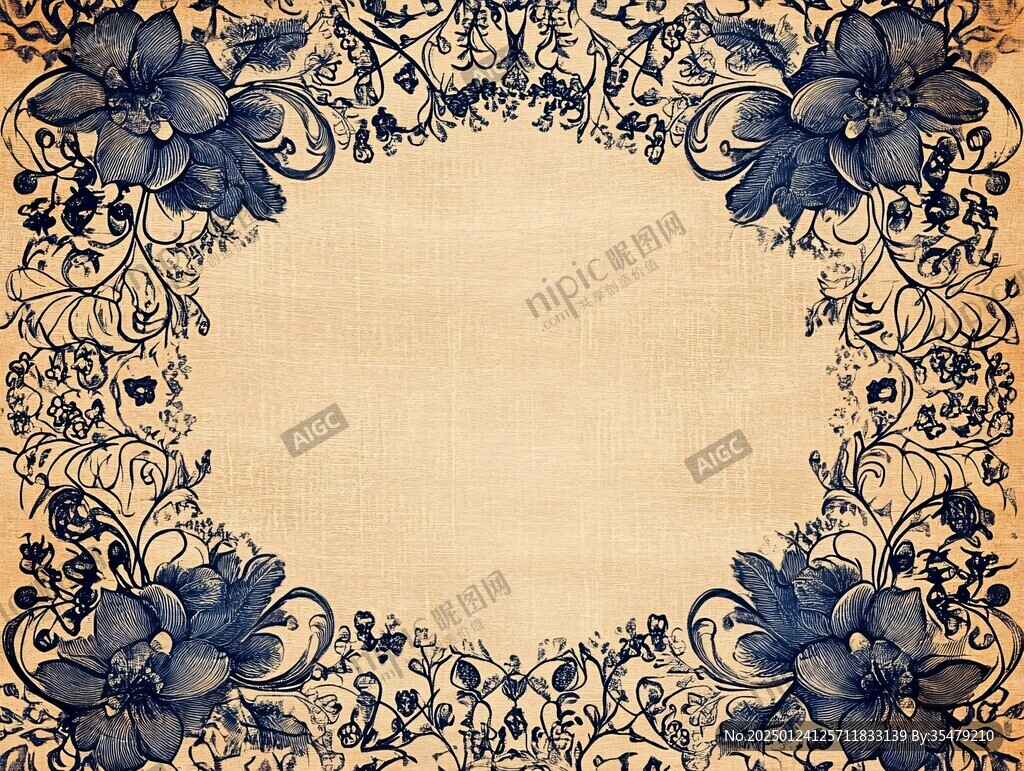欧式花纹蓝色背板