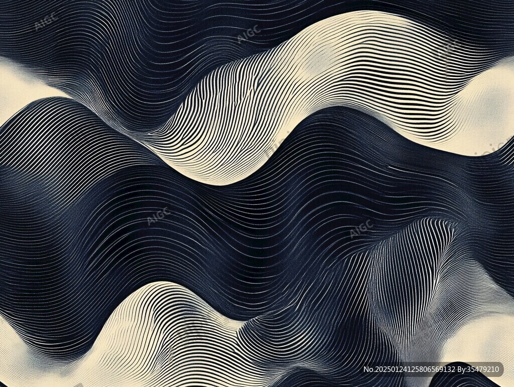 蓝色波浪数码印花纹理