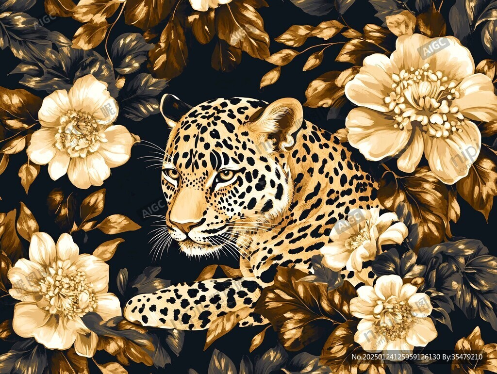 豹纹布匹花卉