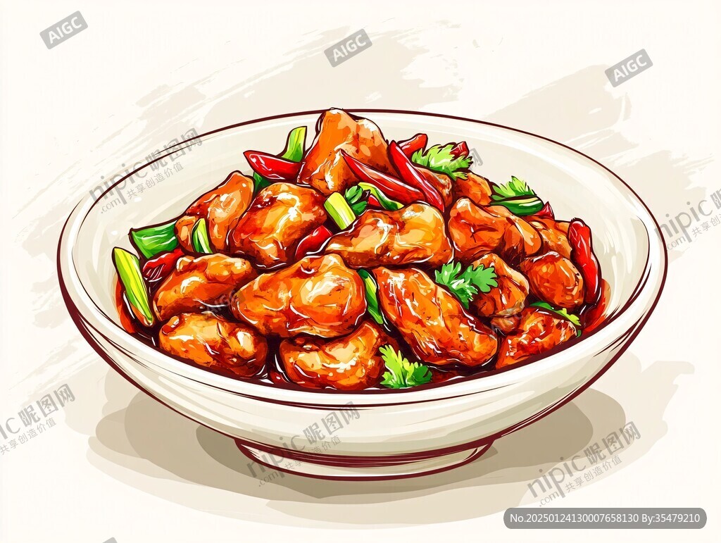 糖醋鸡块插画
