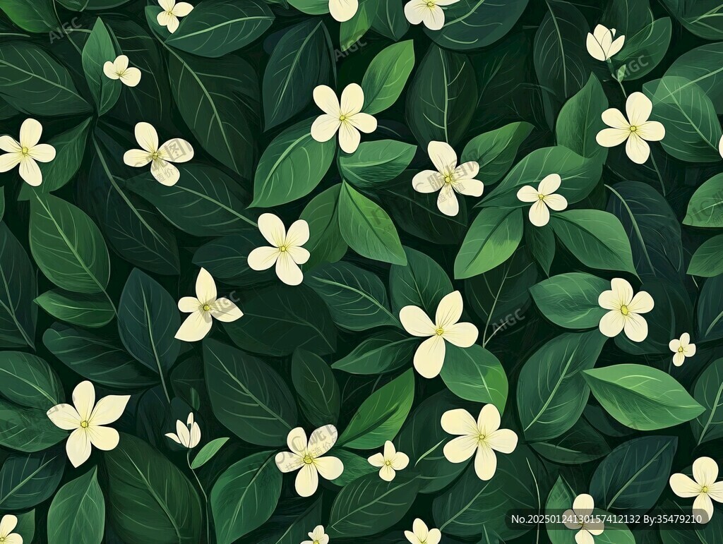 绿叶鲜花背景