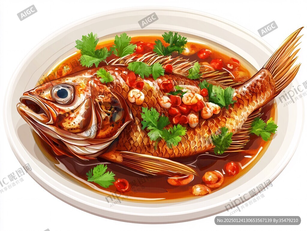 美味糖醋鱼插画