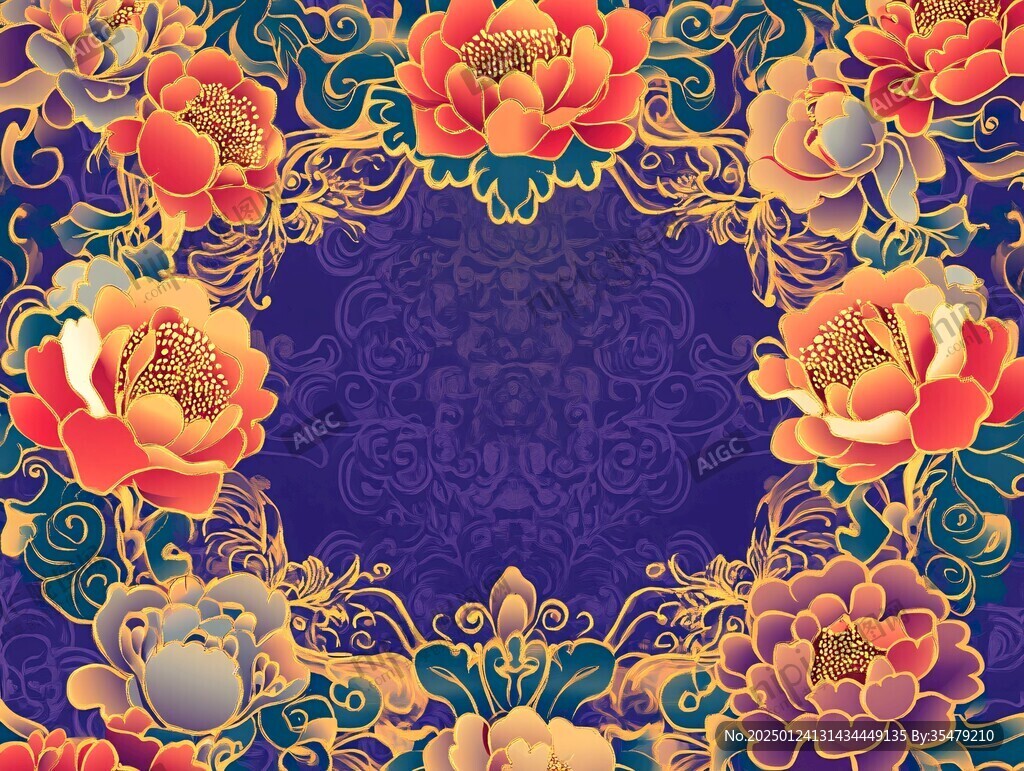 中式牡丹花花纹