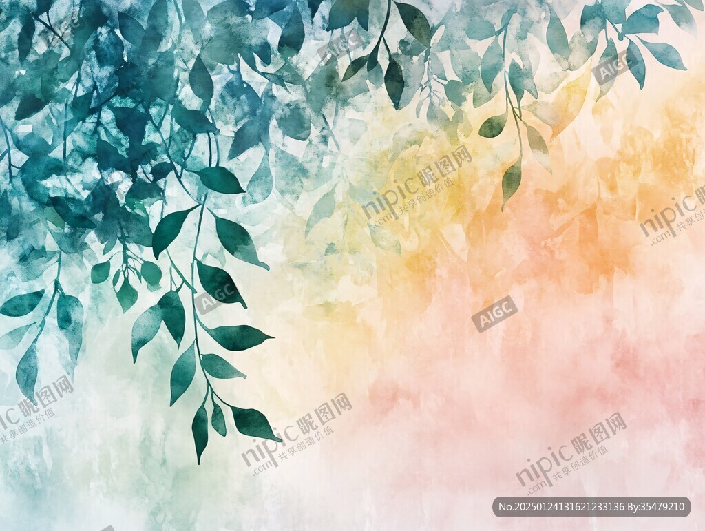 水彩交融水彩春天效果
