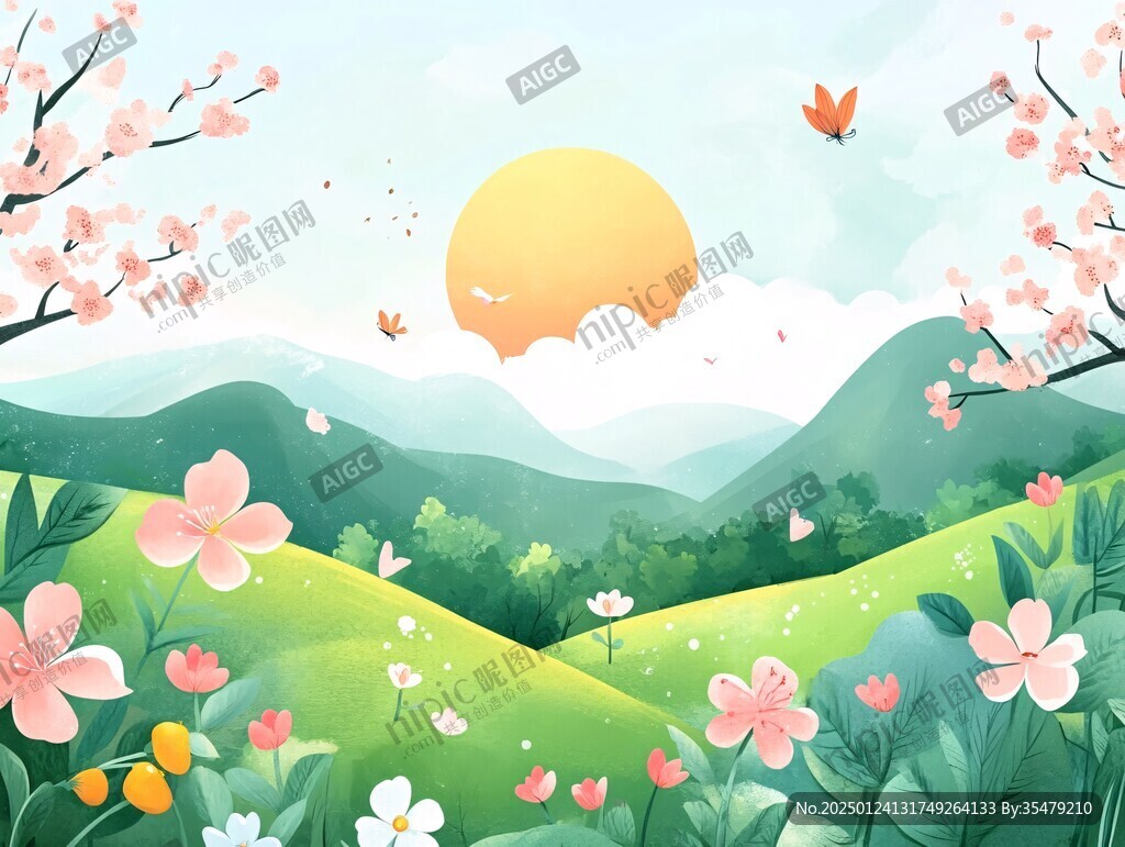 春天风景插画