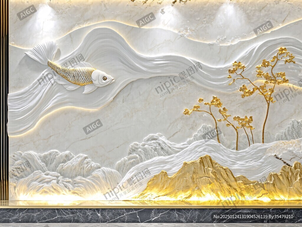 新中式大理石背景墙