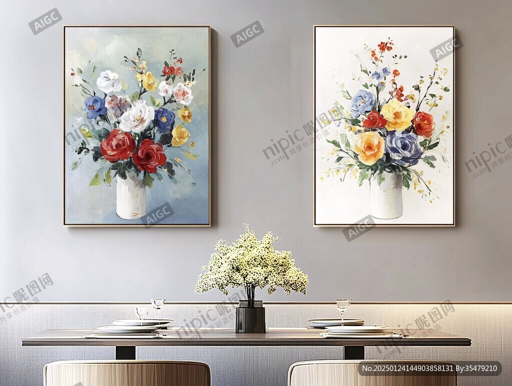 手绘花挂画