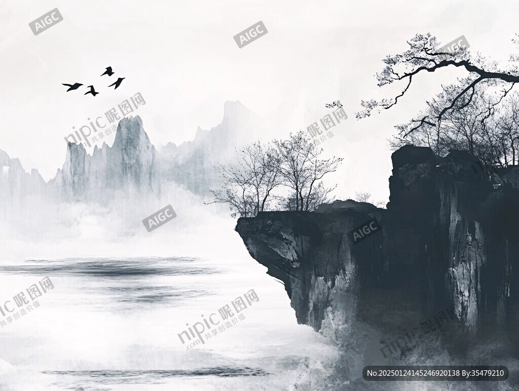 意境古风山水插画